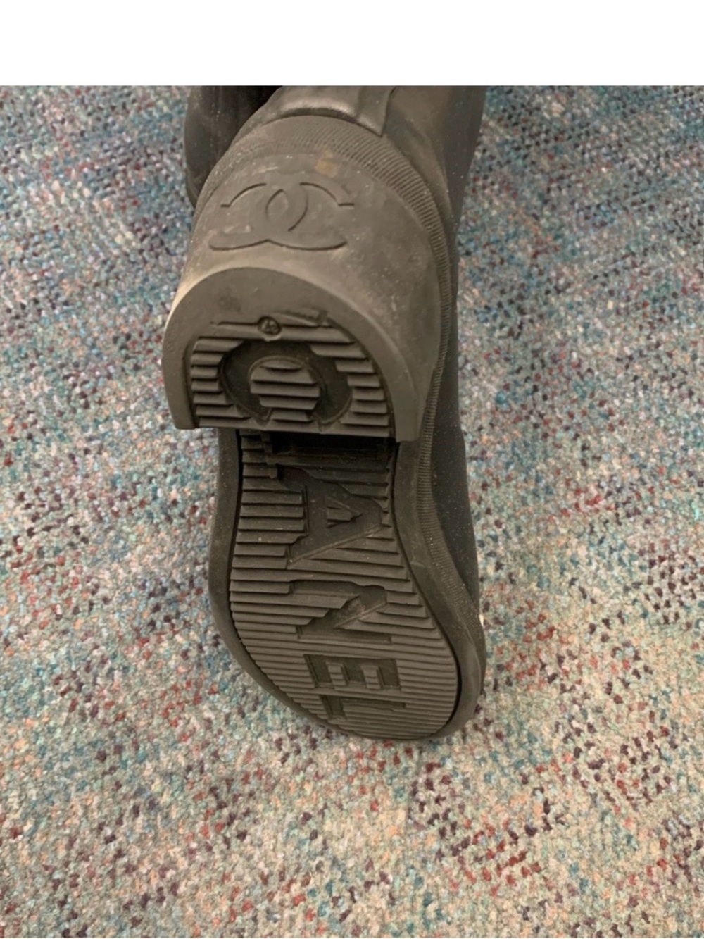 CHANEL Black and Cream Tall Women's Rain Boots - Picture 5 of 6